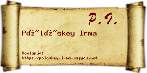Pölöskey Irma névjegykártya